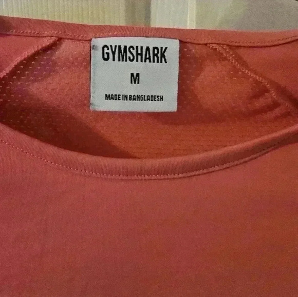Gymshark Womens Sunset Pink Training Crop Top Long Sleeve Shirt Size M Stretch - Picture 2 of 3